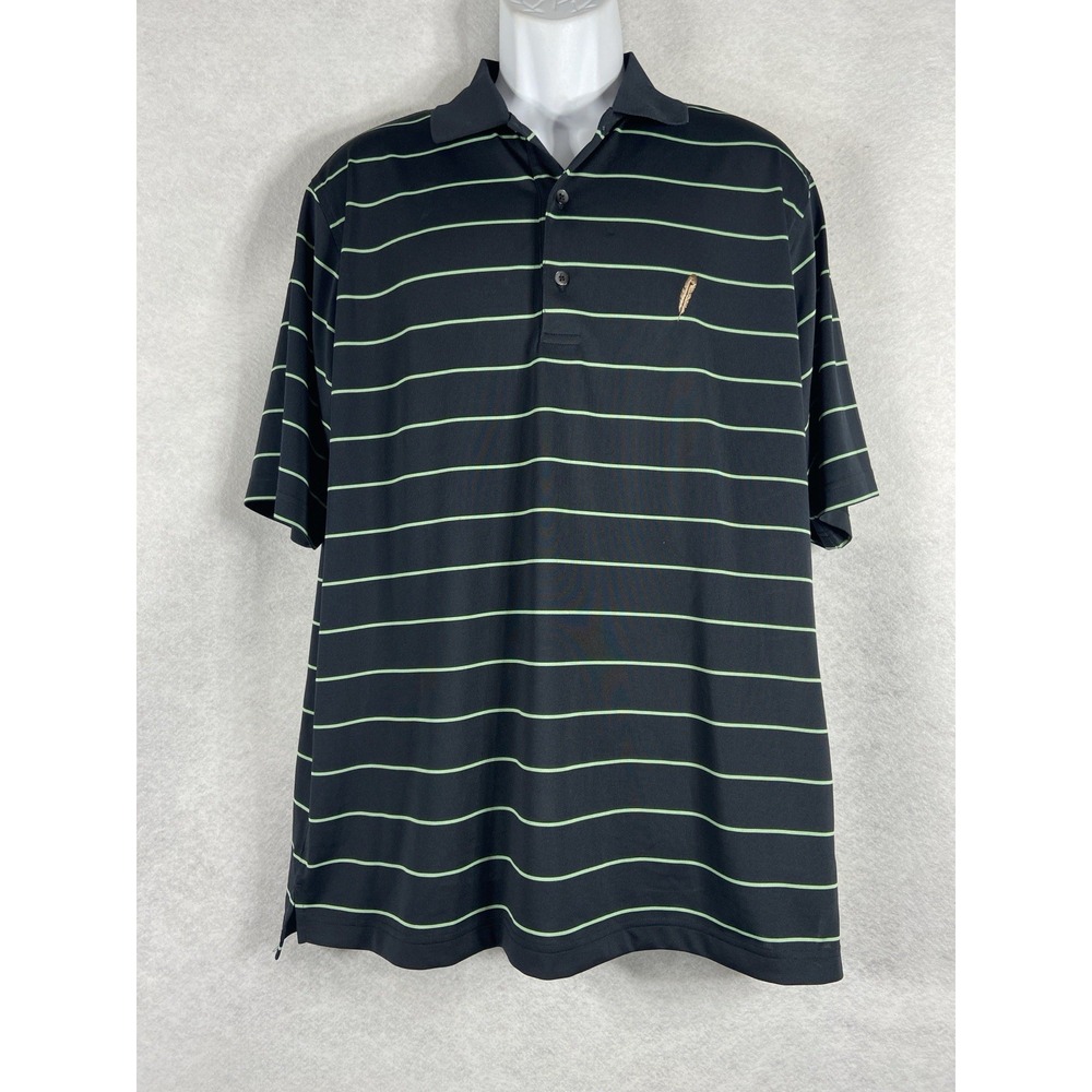Donald Ross Golf Polo Shirt Men's Medium Black Green Stripes Short Sleeve NWOT
